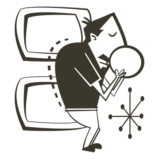 Man filled stroke playing bowling PNG Design