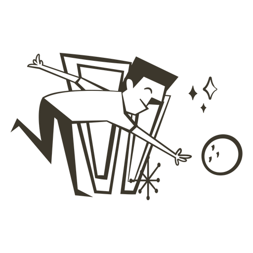 Niño lleno de trazo jugando bolos Diseño PNG