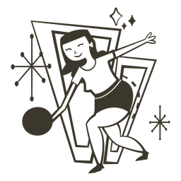 Chica de trazo lleno de bolos Diseño PNG