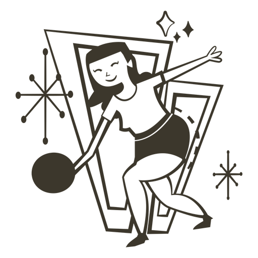 Bowling gefülltes Schlaganfallmädchen PNG-Design