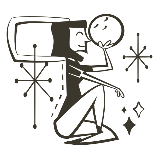 Bowling gefüllte Schlaganfall-Mädchenhaltung PNG-Design