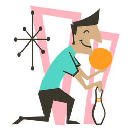 Homem retrô de boliche jogando Desenho PNG