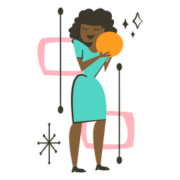 Mulher retrô feliz boliche Desenho PNG