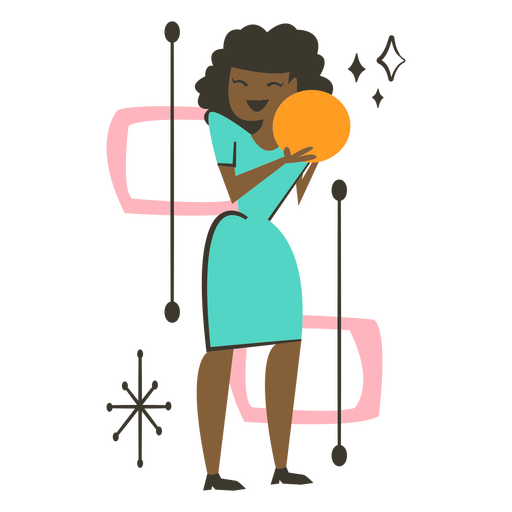 Fröhliches Retro-Frauen-Bowling PNG-Design