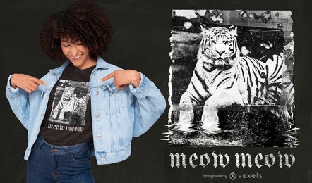 Design de t-shirt psd Glitch tigre