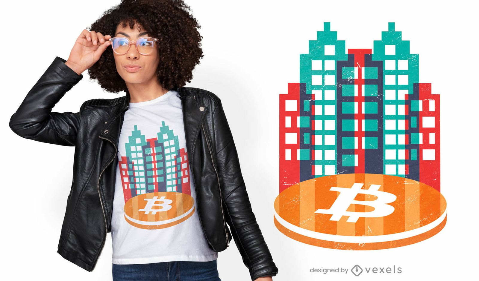 Diseño de camiseta de ciudad de criptomonedas.