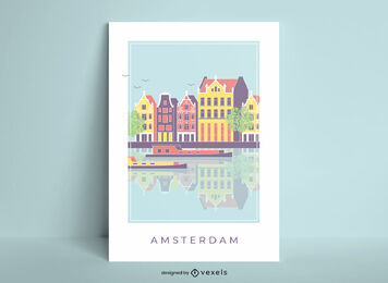 Cartel de paisaje de la ciudad de Amsterdam