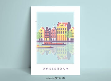 Pôster de paisagem da cidade de Amsterdã
