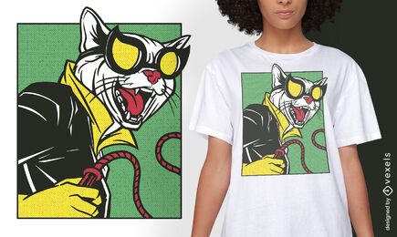 Diseño de camiseta de parodia de mujer gato.