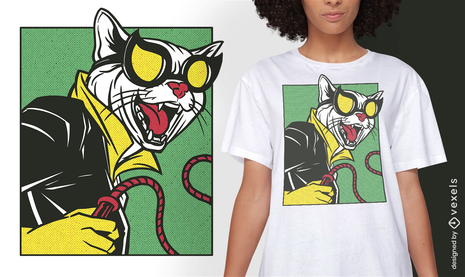 Diseño de camiseta de parodia de mujer gato.