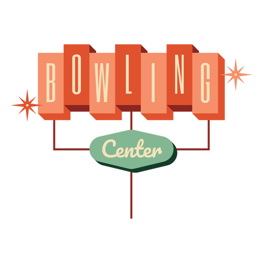 Bowling center retro badge PNG Design