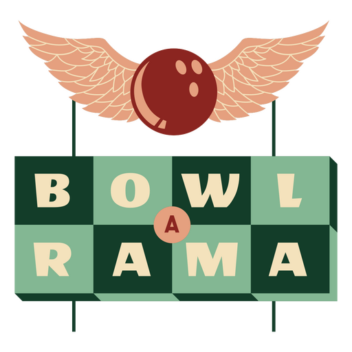 Bowlarama de sinal retrô de boliche Desenho PNG