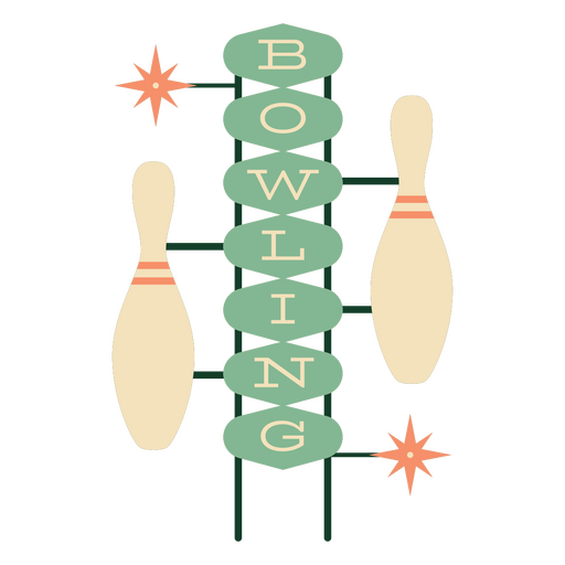 Melden Sie Retro-Bowling PNG-Design