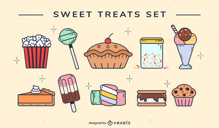 Sweet treats set color stroke