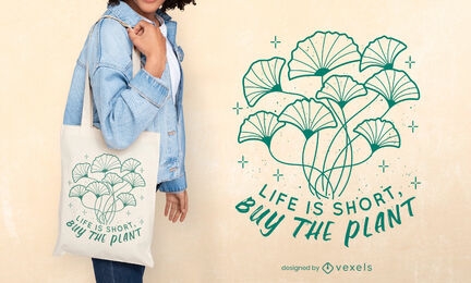 Plants nature stroke tote bag design