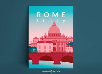 Rome italy buildings travel poster design
