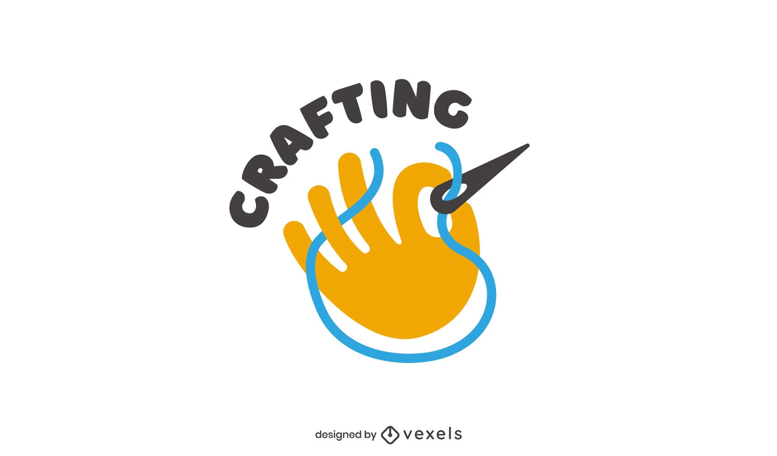 Sewing hand flat logo template