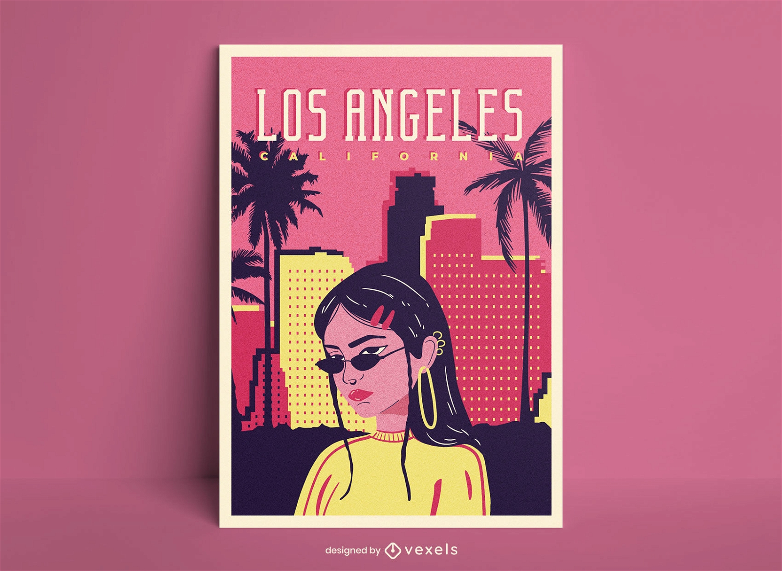 Los Angeles girl poster template
