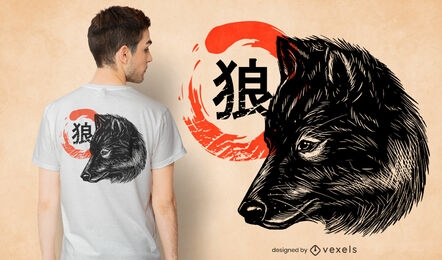 Design de camiseta com cabeça de animal selvagem Wolfs