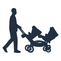 Silhueta de pai e gêmeos Desenho PNG