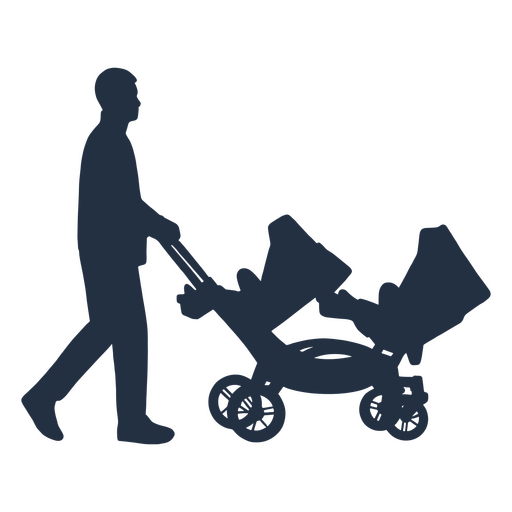 Father and twins silhouette PNG Design