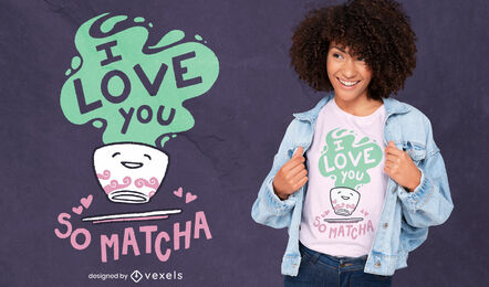 Diseño lindo de la camiseta de la bebida del té matcha