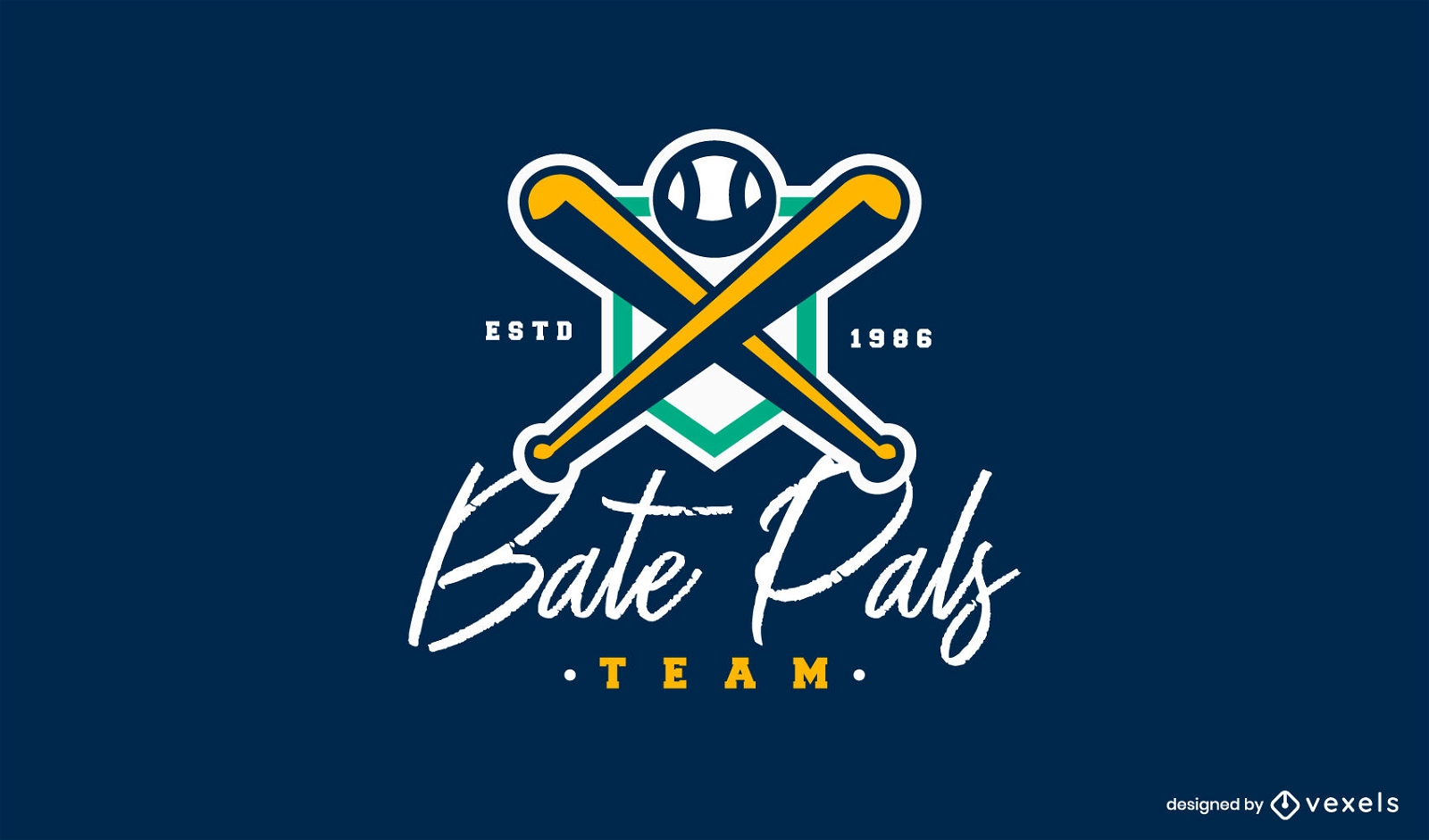 Baseball team logo color stroke