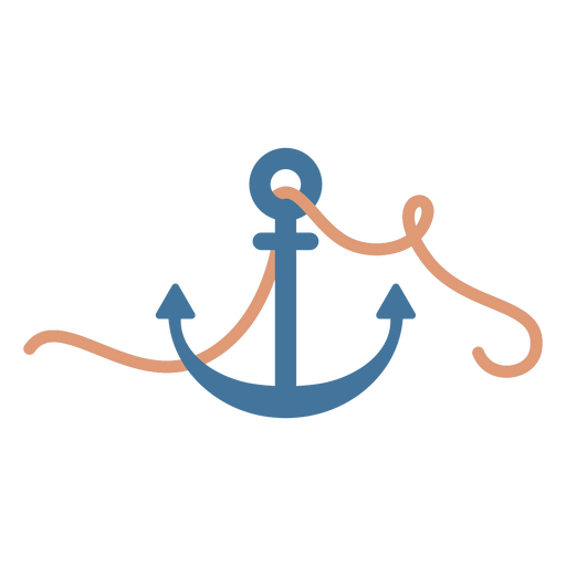 Blue anchor and rope PNG Design