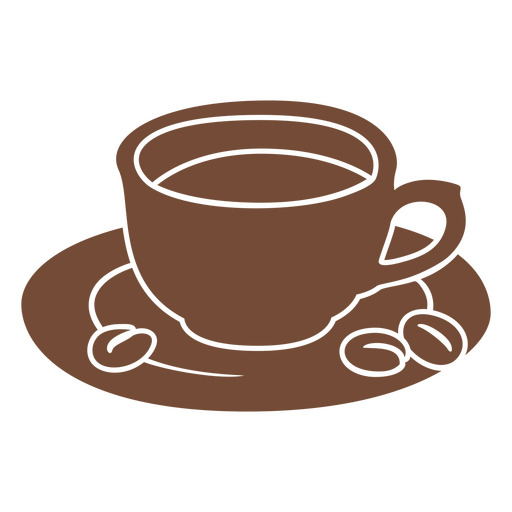 Granos y taza de café marrón Diseño PNG