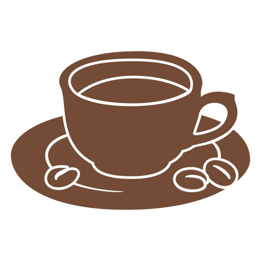Xícara de café marrom e grãos