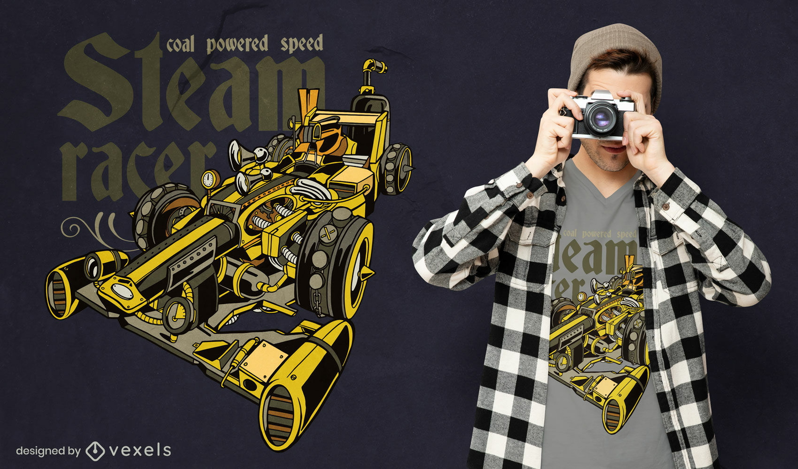 Design de t-shirt de transporte de automóveis Steampunk