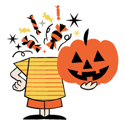 Kürbiskopf flach Halloween PNG-Design