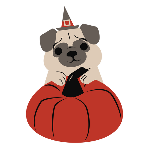 Pug abóbora plana halloween Desenho PNG