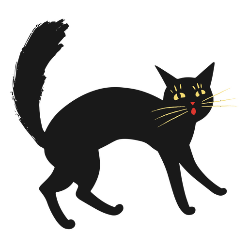 gato negro plano de halloween Diseño PNG