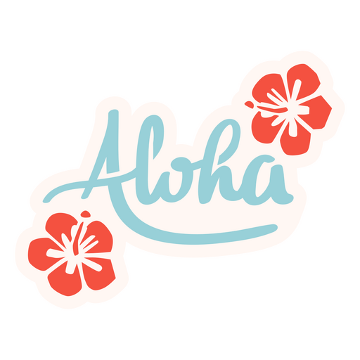 Aloha palabra y flores tropicales. Diseño PNG