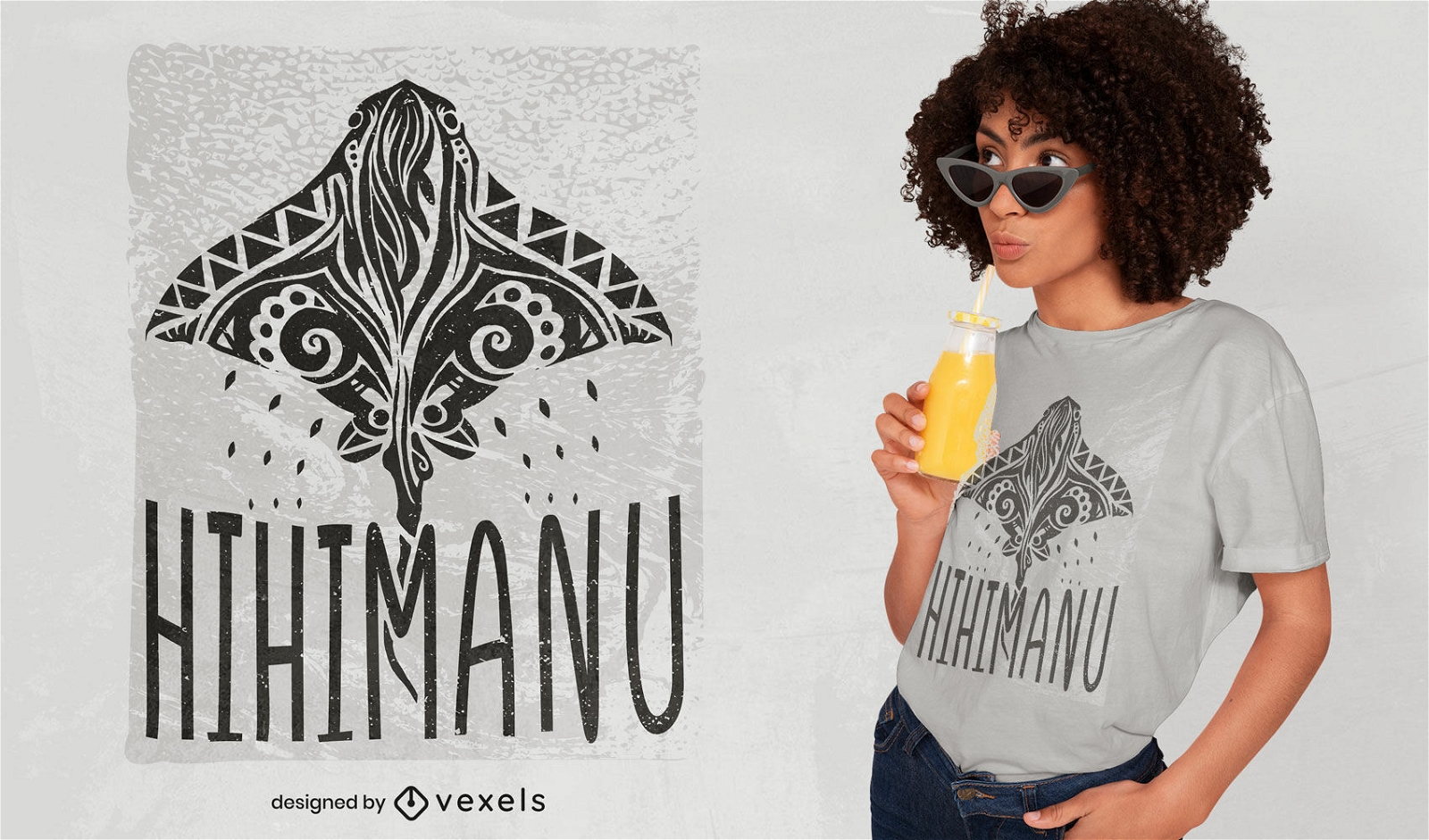 Design de t-shirt com animal de arraia havaiana