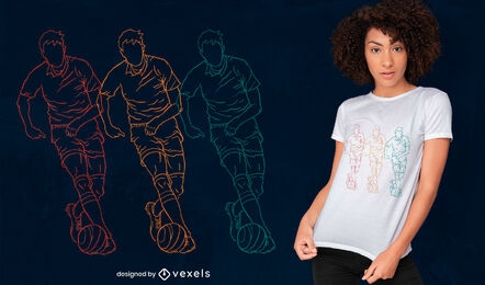 Diseño de camiseta de fútbol jugador deporte línea arte