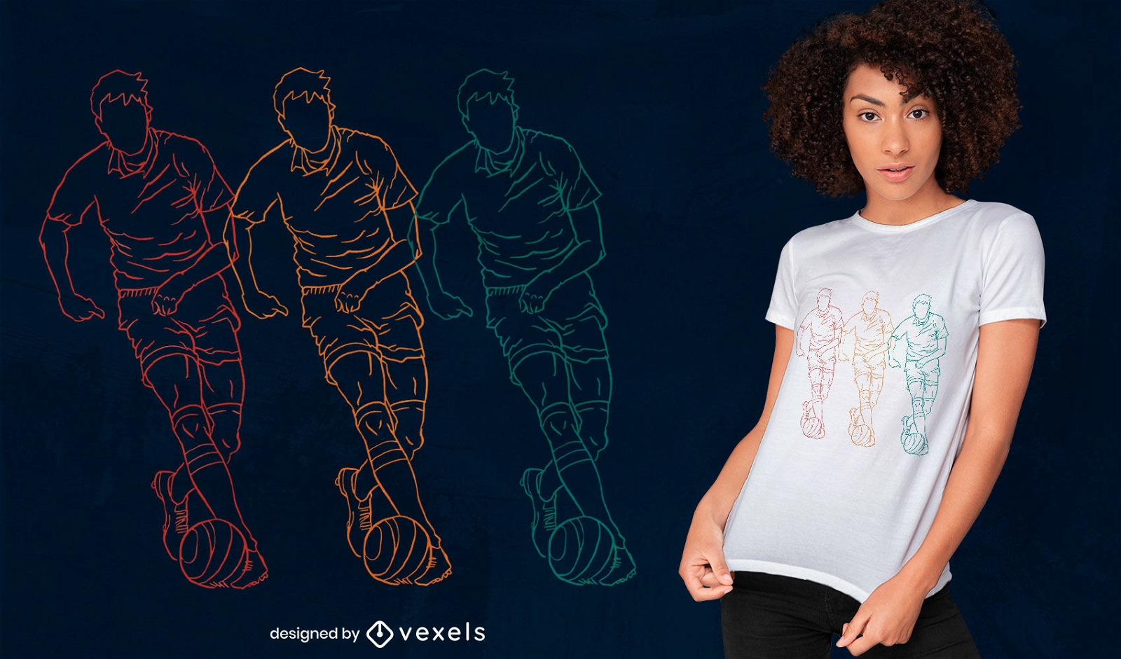 Fu?ballspieler Sport Line Art T-Shirt Design