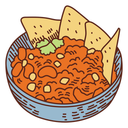 Feijões e nachos de ilustração de comida