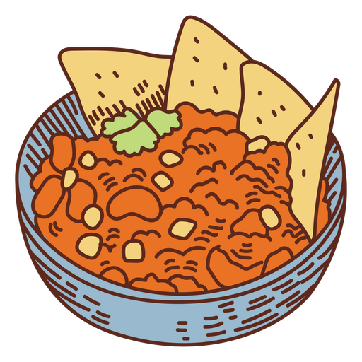 Frijoles y nachos de ilustración de comida