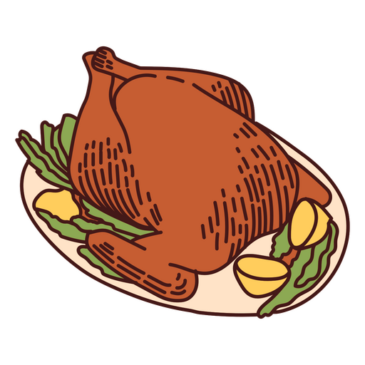 Food illustration roasted chicken PNG Design