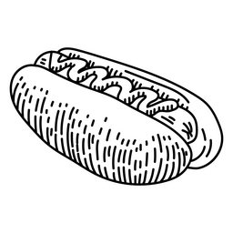 Food-Line-Art-Hotdog PNG-Design