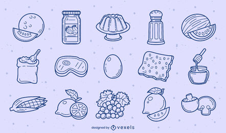Conjunto de trazo simple de ingredientes alimentarios