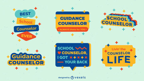 Conjunto de emblemas planos para conselheiro escolar