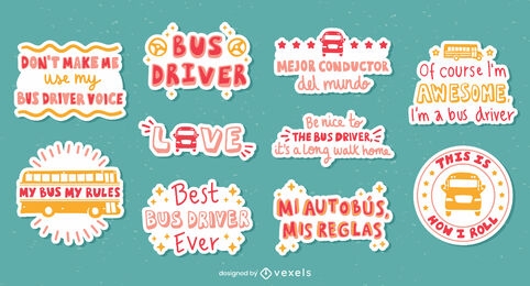 Bus driver set of lettering stickers