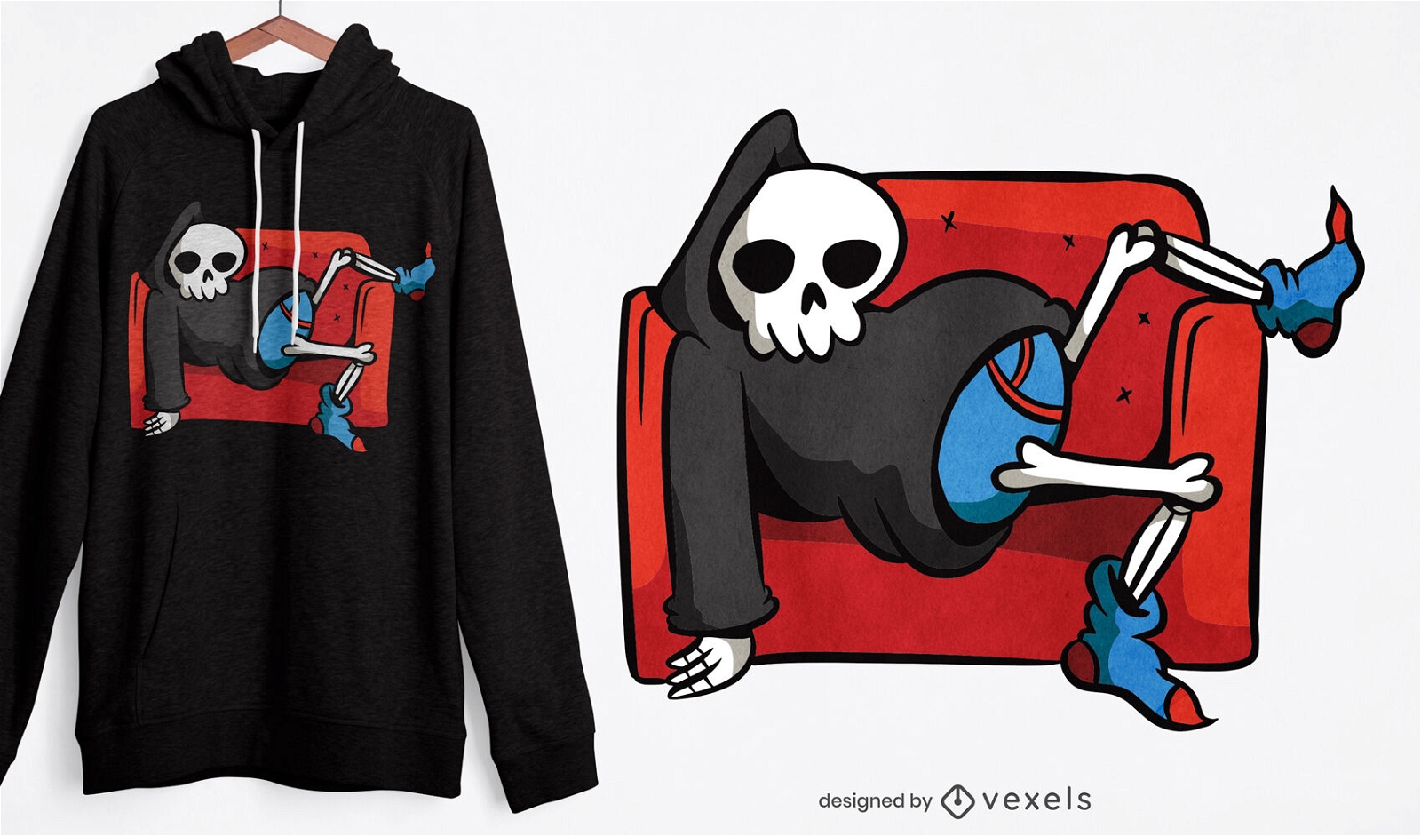 Diseño de camiseta escalofriante Lazy Grim Reaper