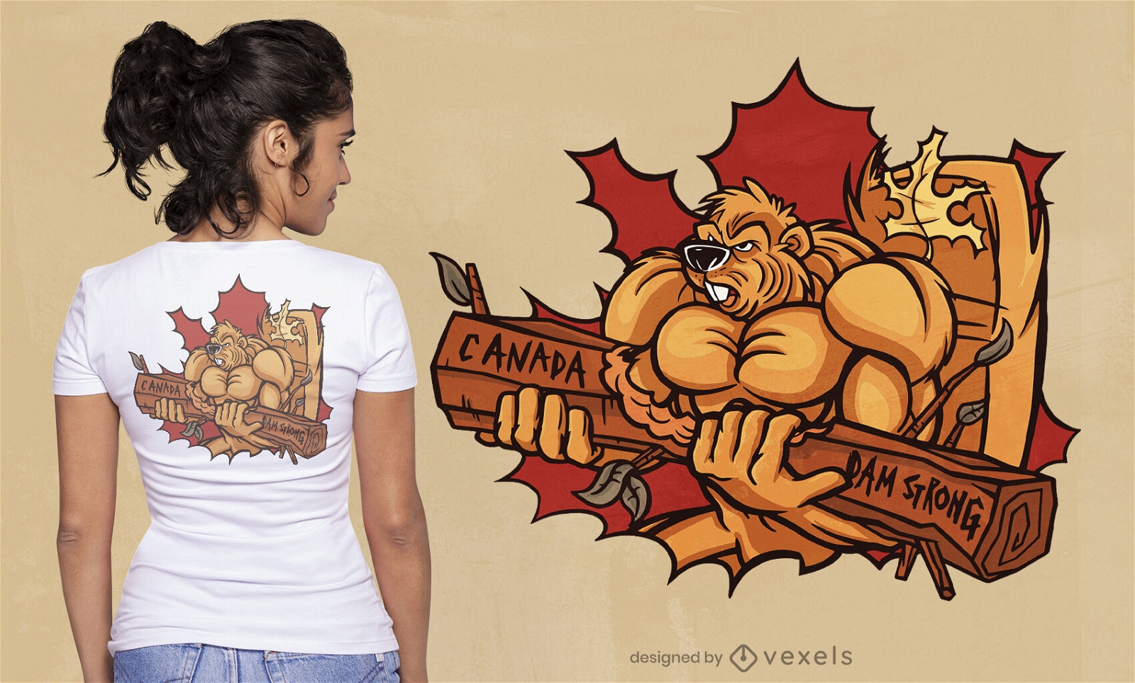 Design forte de camiseta de castor canadense