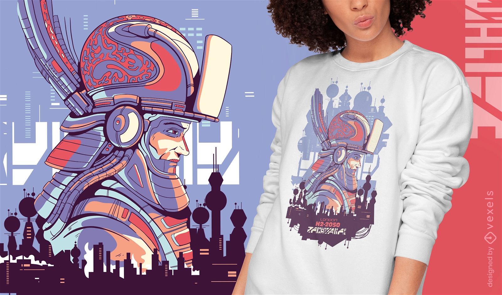 Diseño de camiseta de robot soldier sci-fi cyber urban