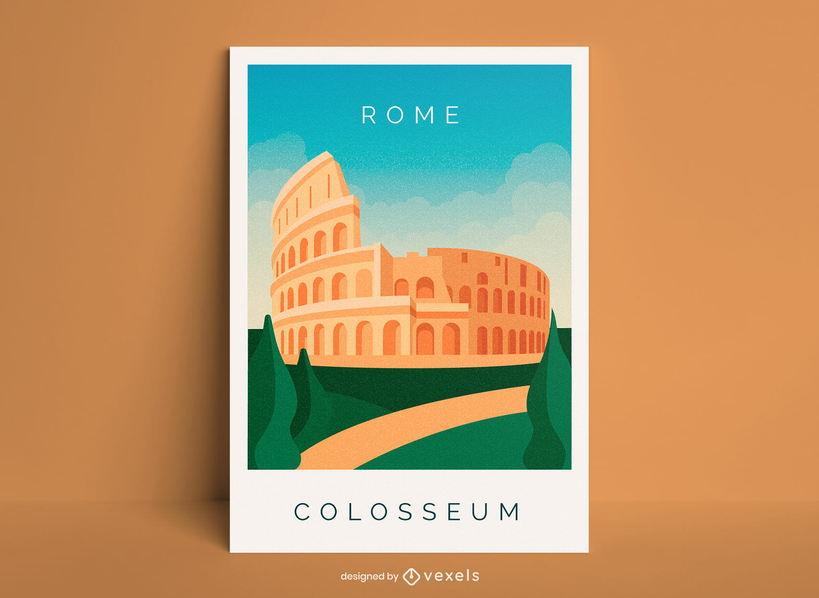 Póster coliseo de la ciudad de roma