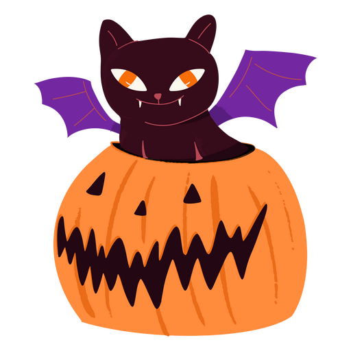 gato vampiro en jack o linterna Diseño PNG